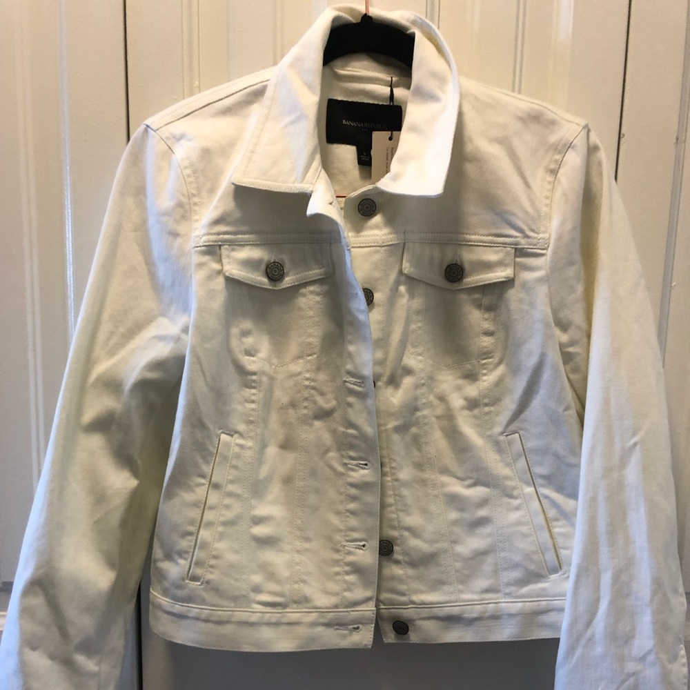 Banana Republic White S White Jean jacket $100
